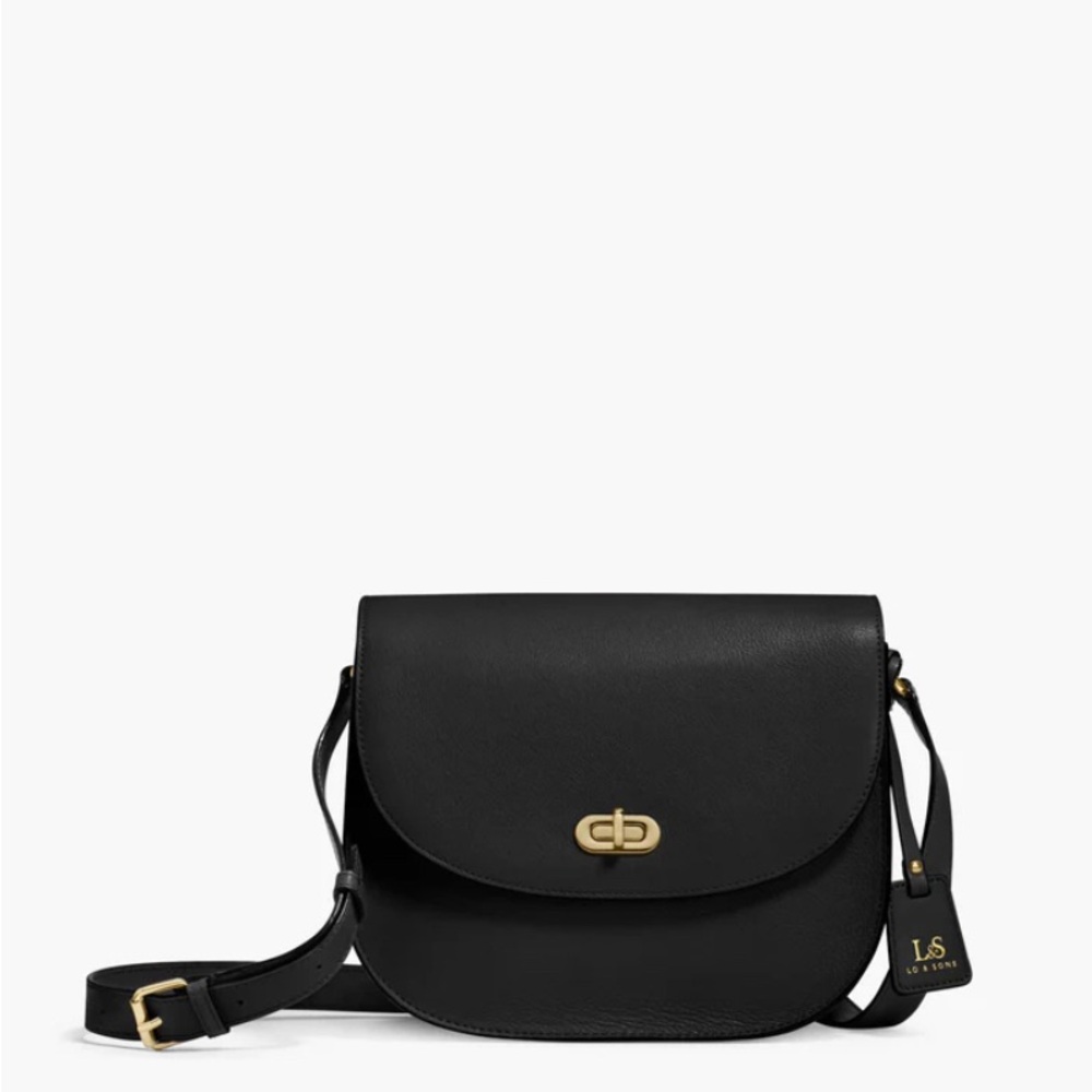 Lo & Sons Black Leather Crossbody Camera Bag